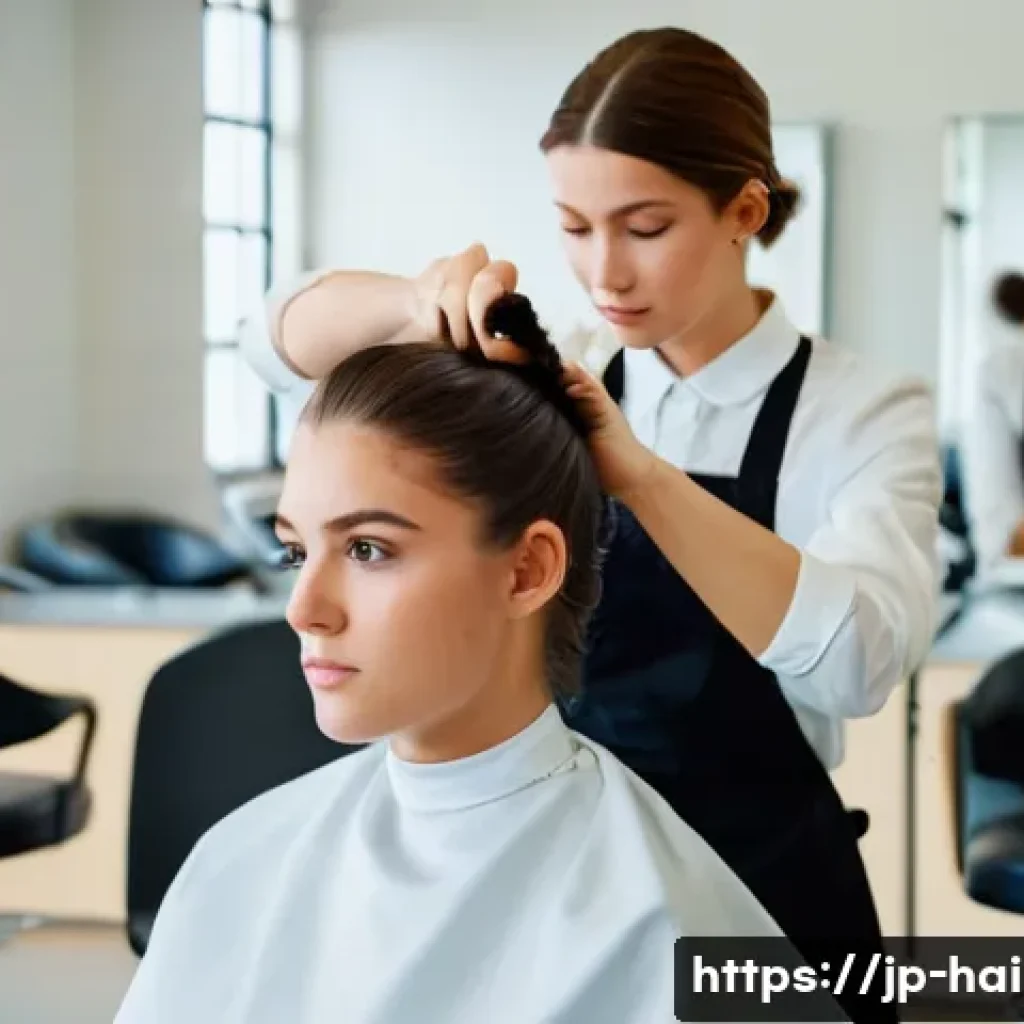 헤어디자이너의 첫걸음 - A determined young female beauty school student, in her early twenties, intensely practicing hair st...
