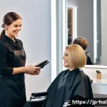 헤어디자이너 직업의 장단점 - **Prompt 1: The Joy of Transformation and Skillful Artistry**
    "A cheerful and elegant female hai...